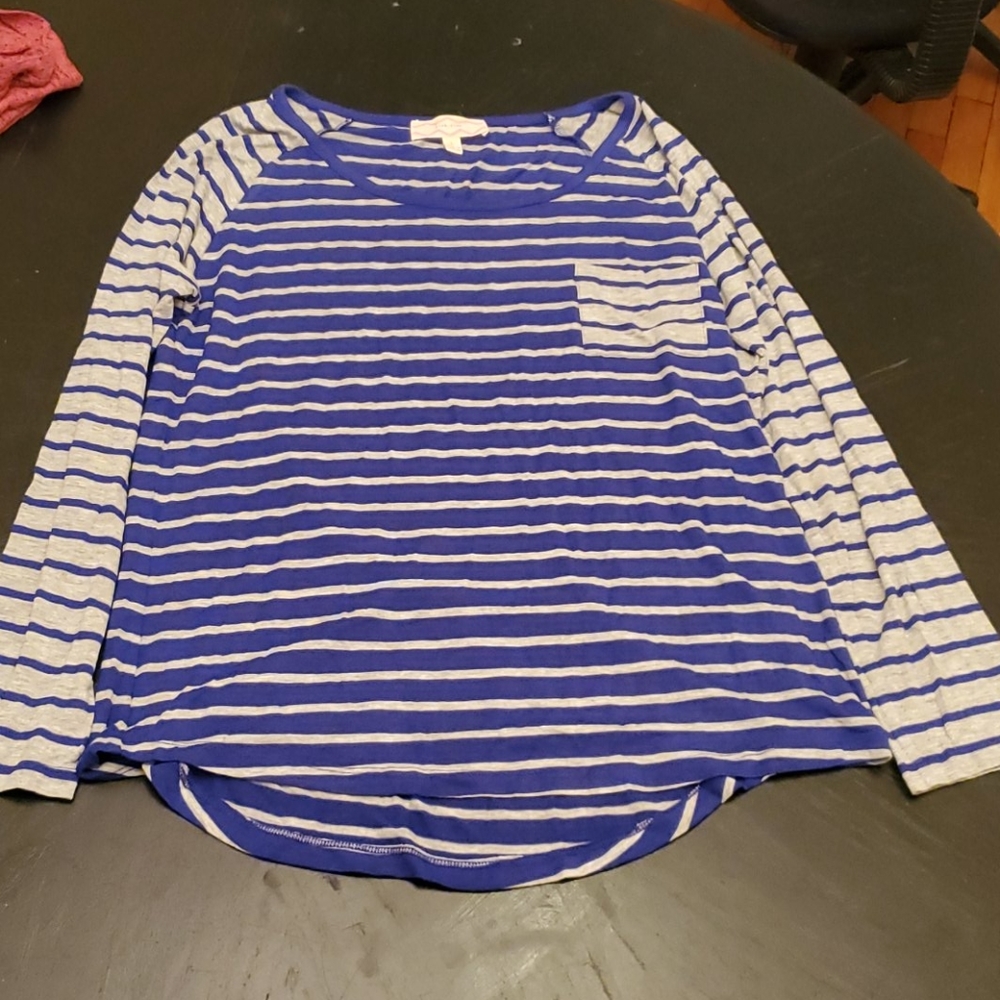 pink rose striped long sleeve tee shirt